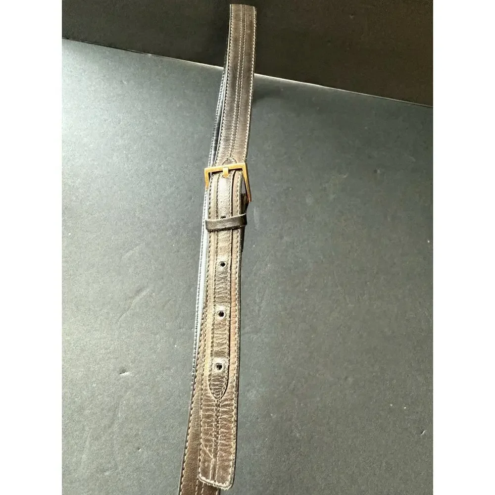 Vintage L'Aiglon Paris NY Mens Brown Full Grain Leather Cowhide Belt Size 34